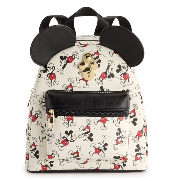 NWT Disney Mickey Mouse Mickey Ears Mini Backpack, Black White Gold - Picture 1 of 6